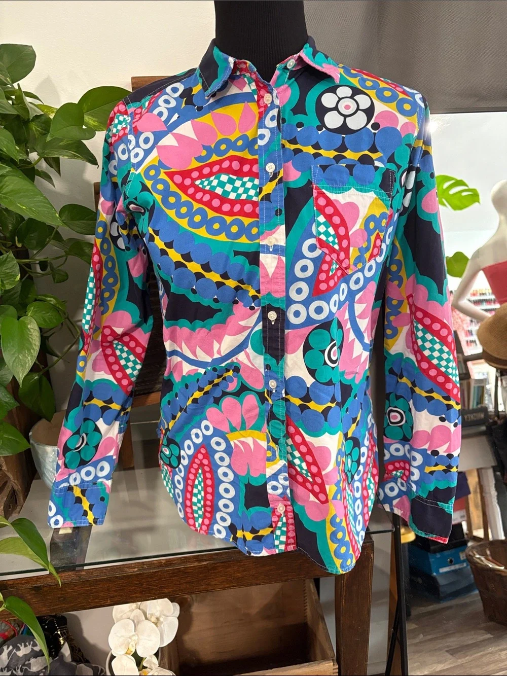 Bold Multicolor Printed Button-Up Shirt Jacket